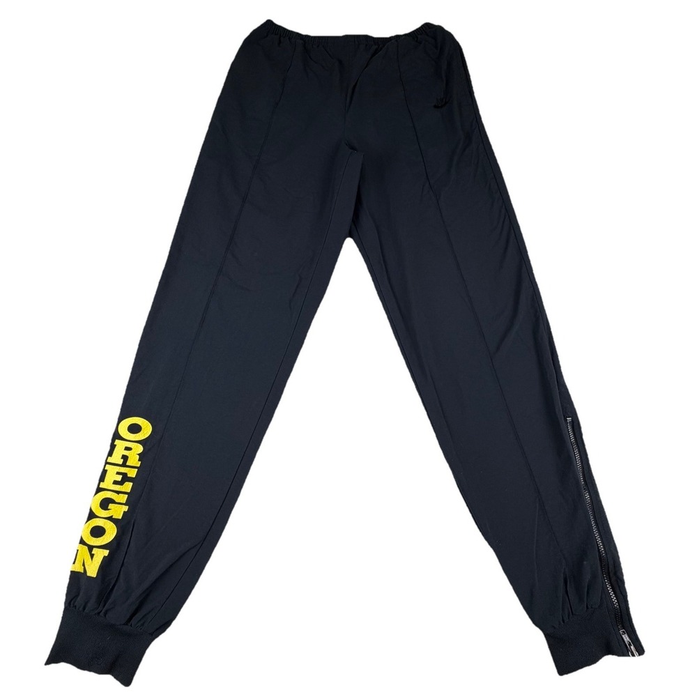 Vintage 90s Nike OregonDucks Track Pants Black Yellow Swoosh Spell Out Zip Leg L
